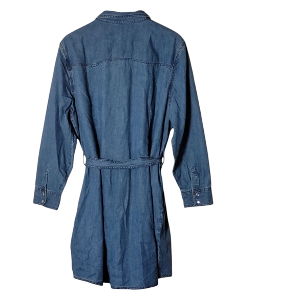 Wrangler Women's Long Sleeve Western Snap Front Denim Shirt Dress Blue Size XXL - Picture 5 of 9